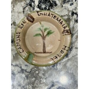 Vintage Camino Real Hotel Guatemala Handmade & Painted Pottery Ashtray 4"